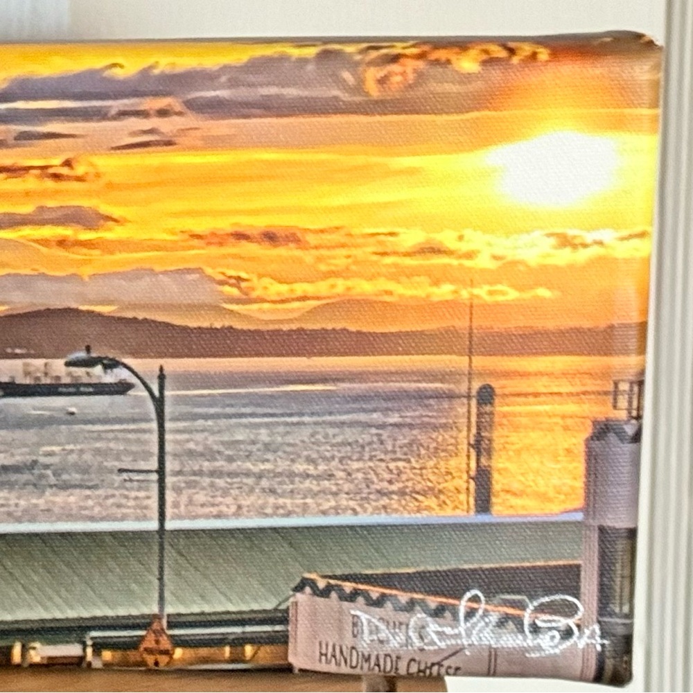 Seattle~Pikes Market Colorful Umbrella and Public Market Canvas Art Set/2 - Picture 8 of 10